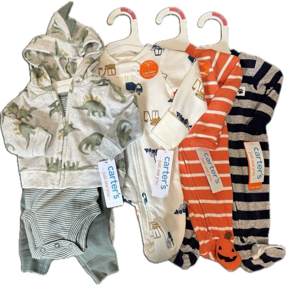 Carters Boy Newborn Fall Winter Clothing Lot Of 4 NWT Sleep & Play Outfit